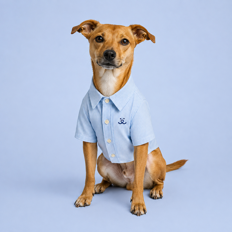 Camisa PetChic Social Listrada Azul Bebê