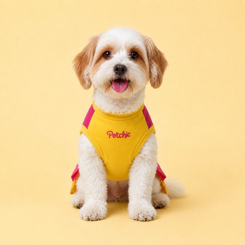 Vestido PetChic Amarelo e Pink